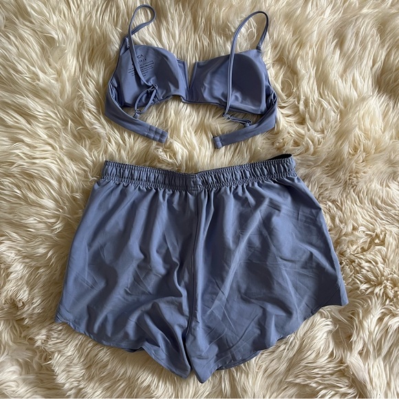 RVCA grey purple bralette bikini top and board shorts - Picture 8 of 11